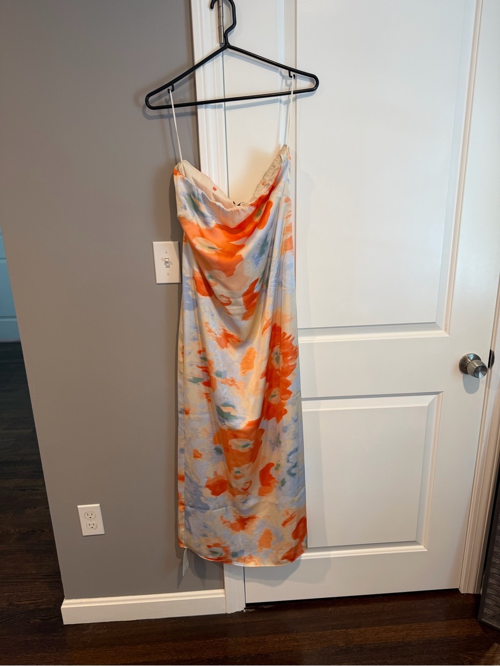 Abercrombie & Fitch Floral Slip Maxi in Orange and Light Blue